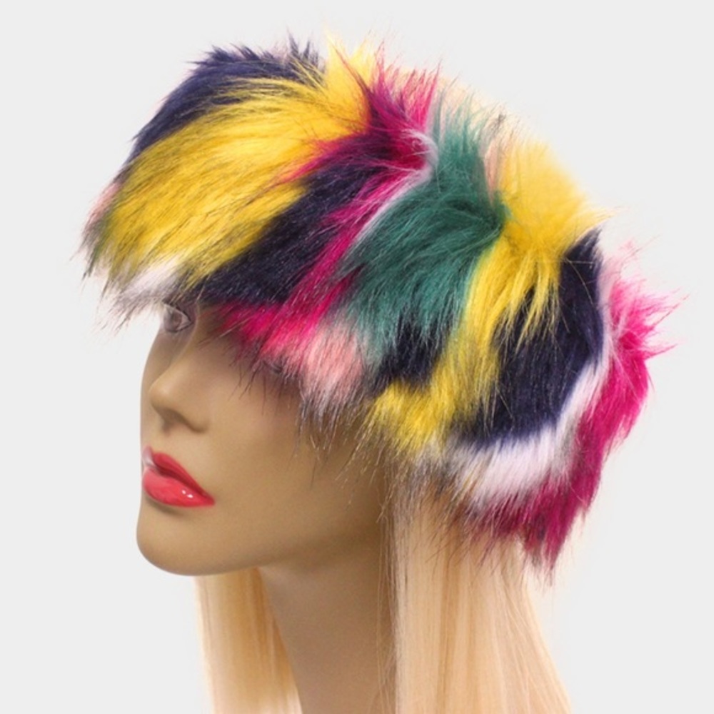 Multi color fur earmuff headband